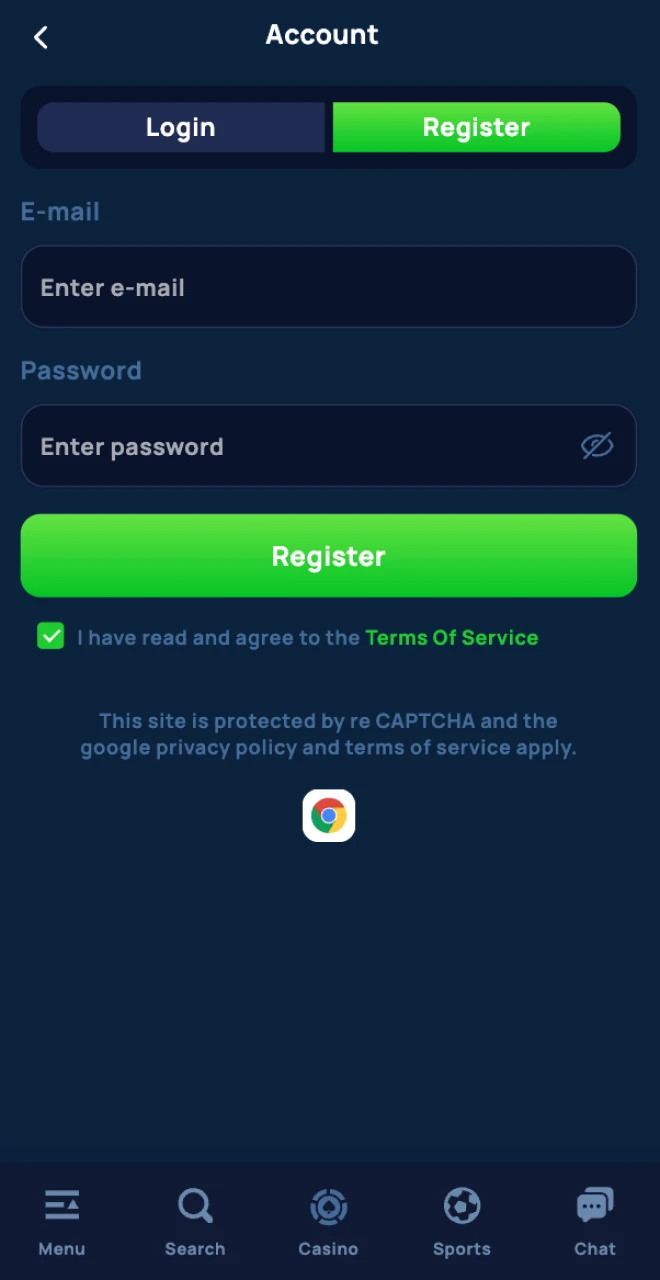 Register at Cybet online casino to download the app and gain access to all games and bets.