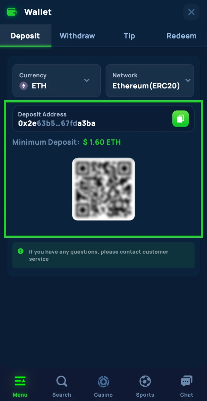 Enter the deposit amount you would like to make into your Cybet Online Casino account.