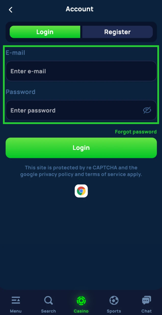 Log in to make a deposit at Cybet Online Casino.
