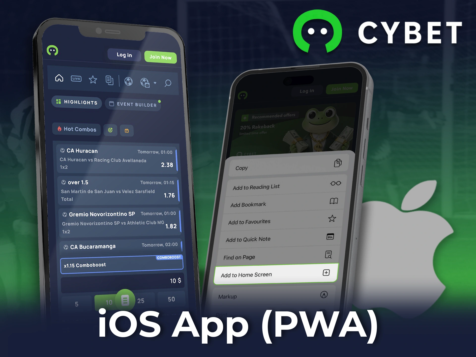 Use your iOS smartphone to install and play the Cybet app.