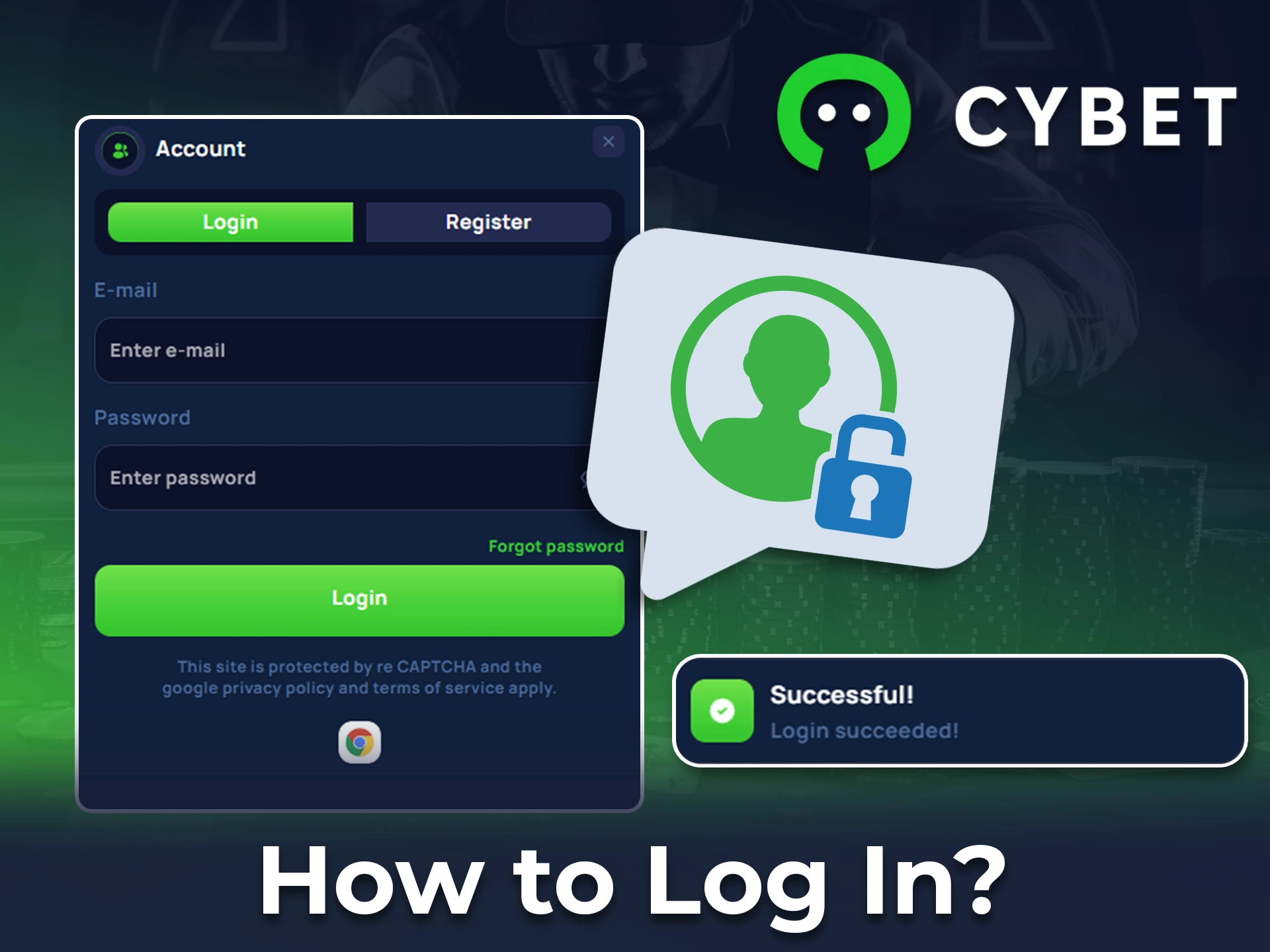Log in to your Cybet account to start betting.