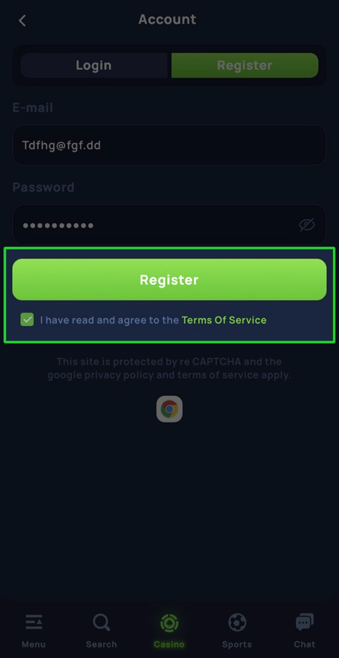 Confirm that you have read the Cybet rules and complete the registration.