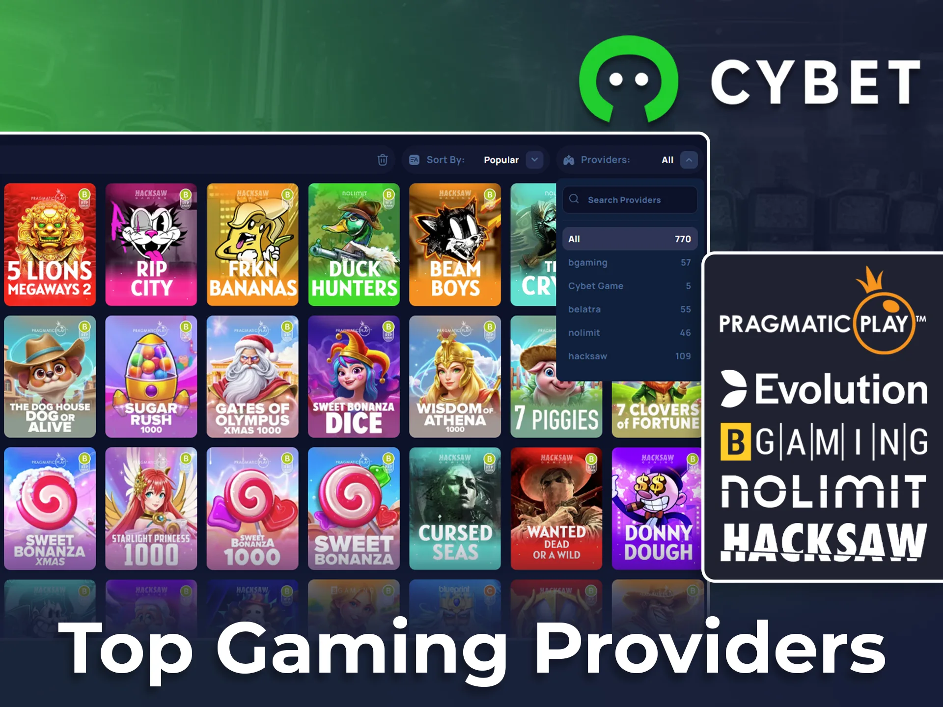 Meet the top betting game providers at Cybet.