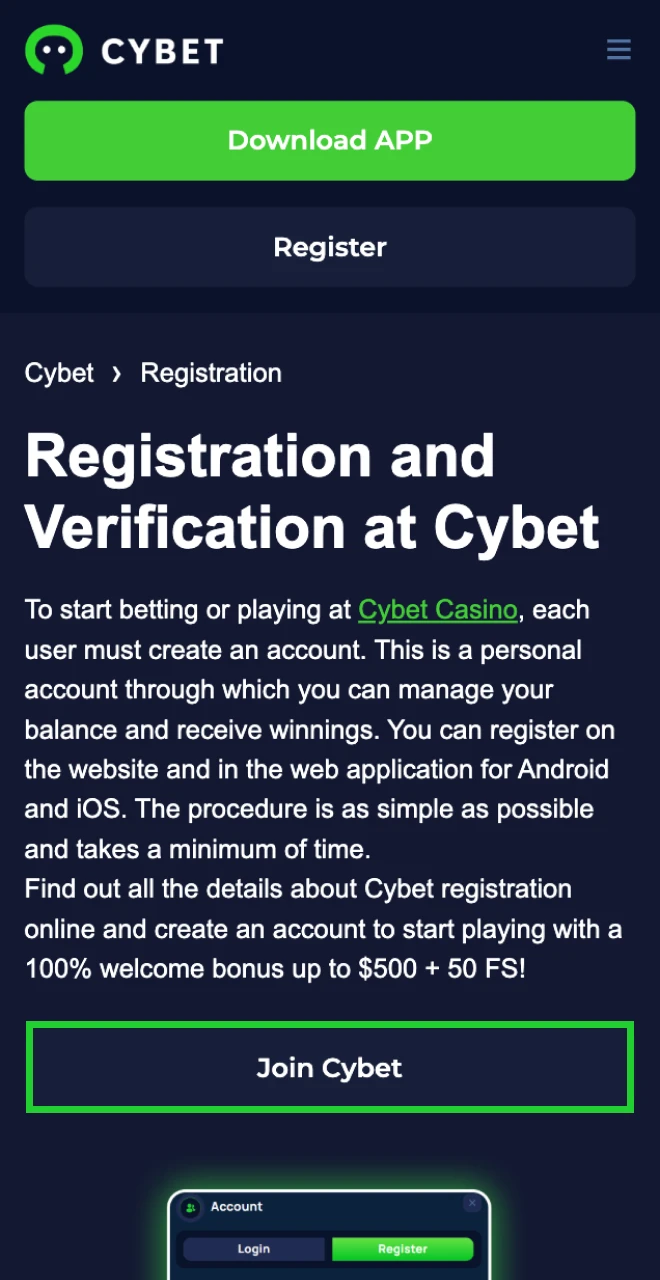 Register at Cybet online casino and bet on your favorite sports matches.