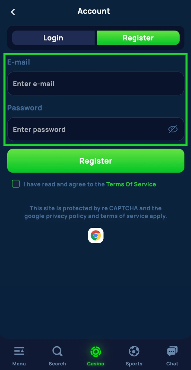 To register at Cybet online casino, please provide your details.