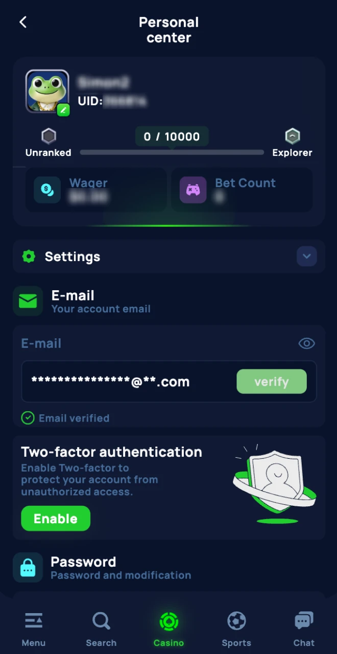 Verify your account to be able to withdraw money from Cybet Online Casino.