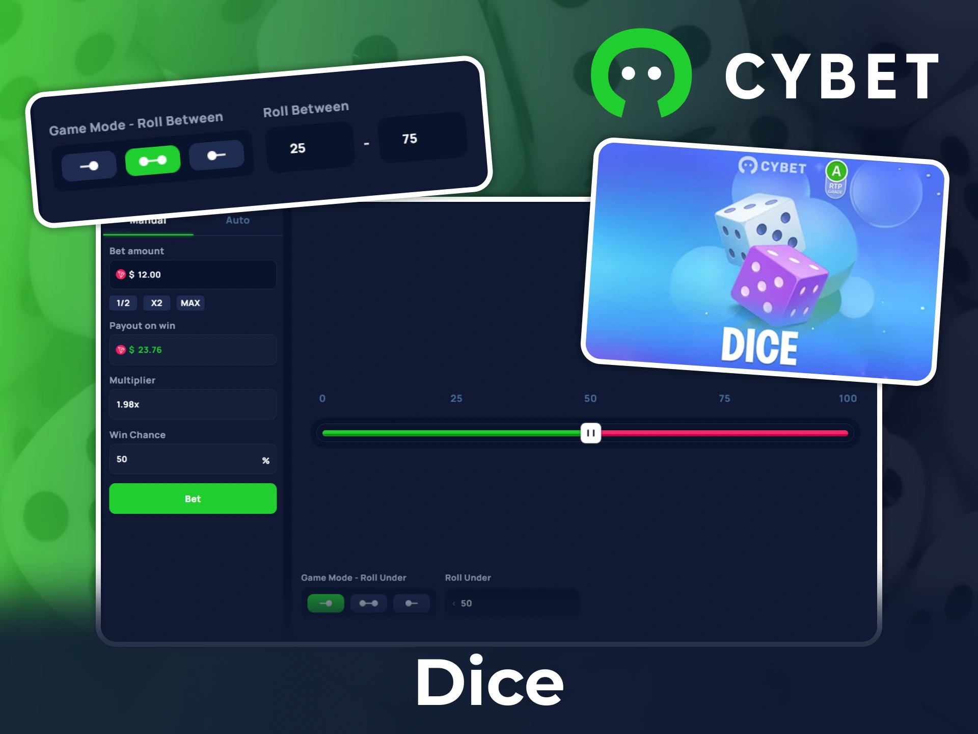 Try out Cybet Dice game in demo mode.