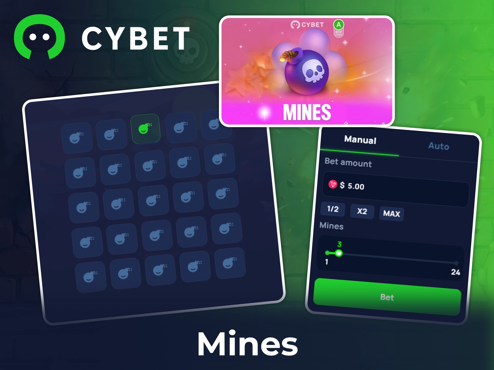 Enjoy classic yet original Mines game from Cybet.