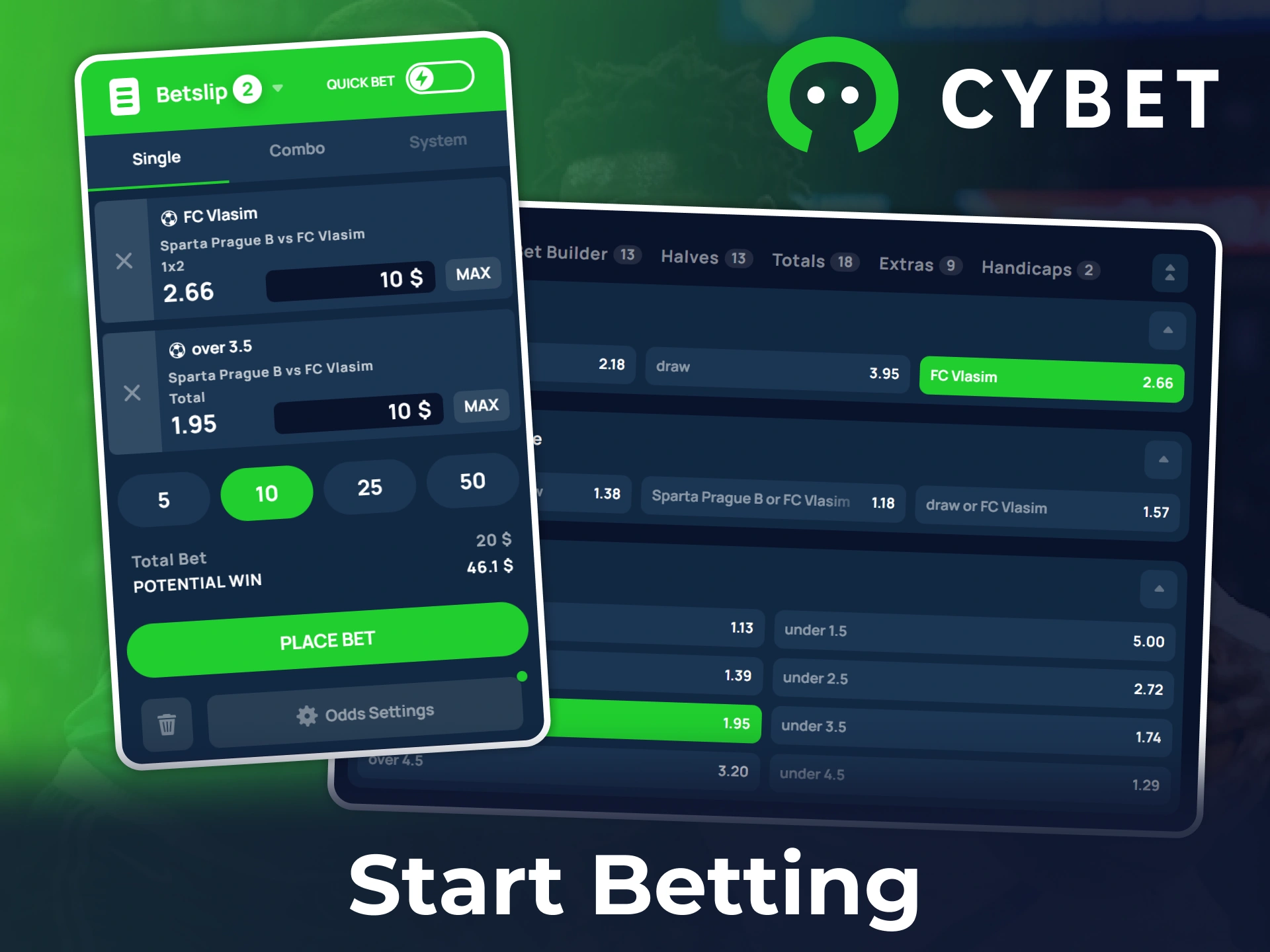 Make your first bet just in few steps at Cybet.