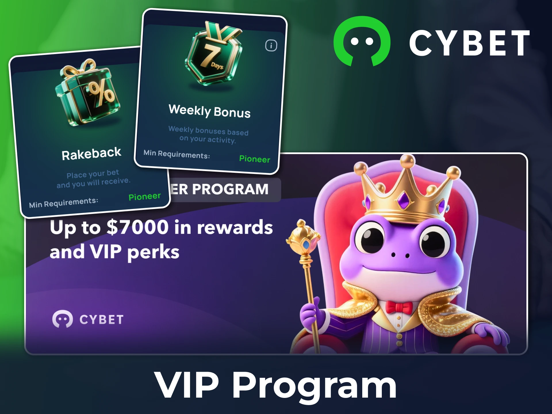 Become a member of the Cybet VIP program for big benefits.