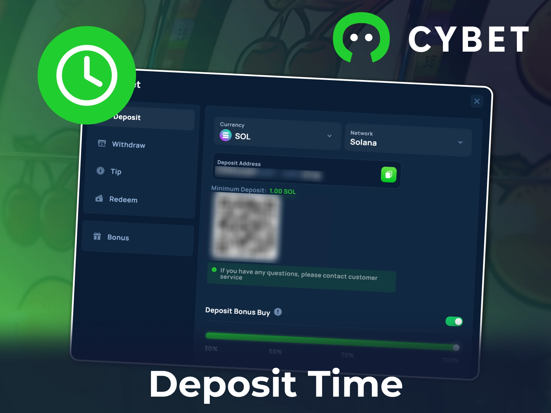 Make your deposits fast and clear at Cybet.