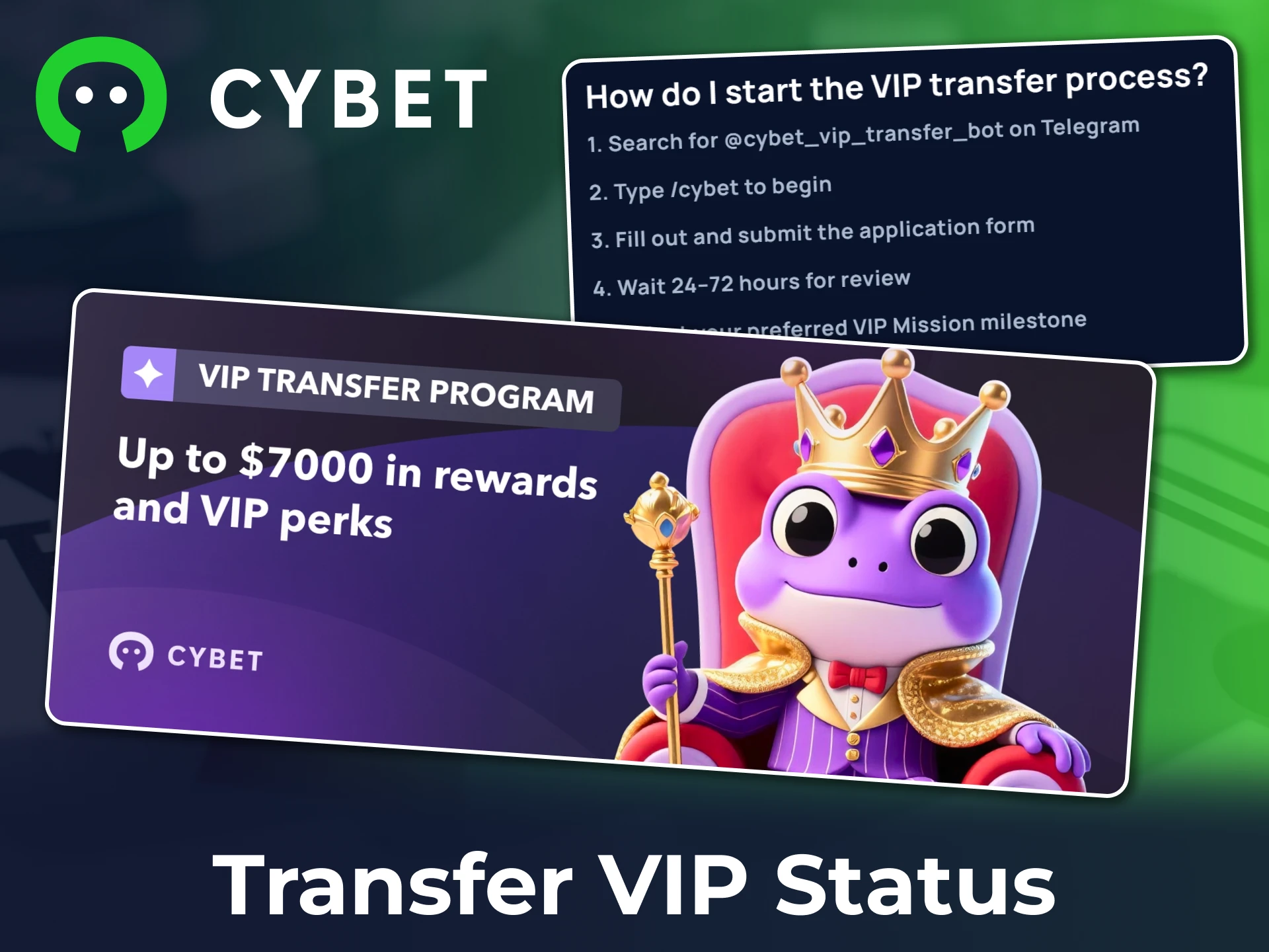 Learn the process of transferring your VIP status to the Cybet platform.