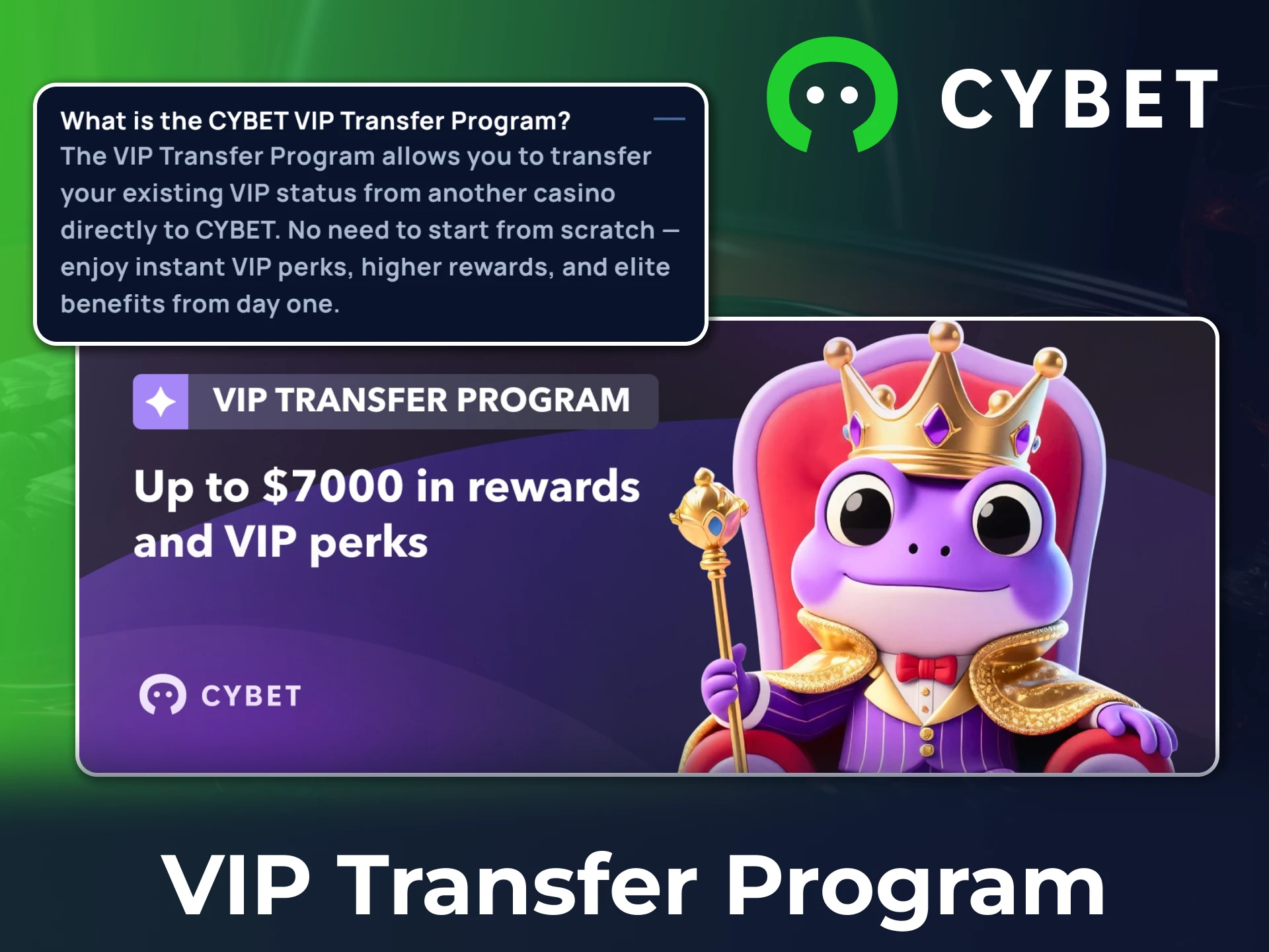 Find out how to upgrade with the VIP transfer program from other platforms to Cybet.