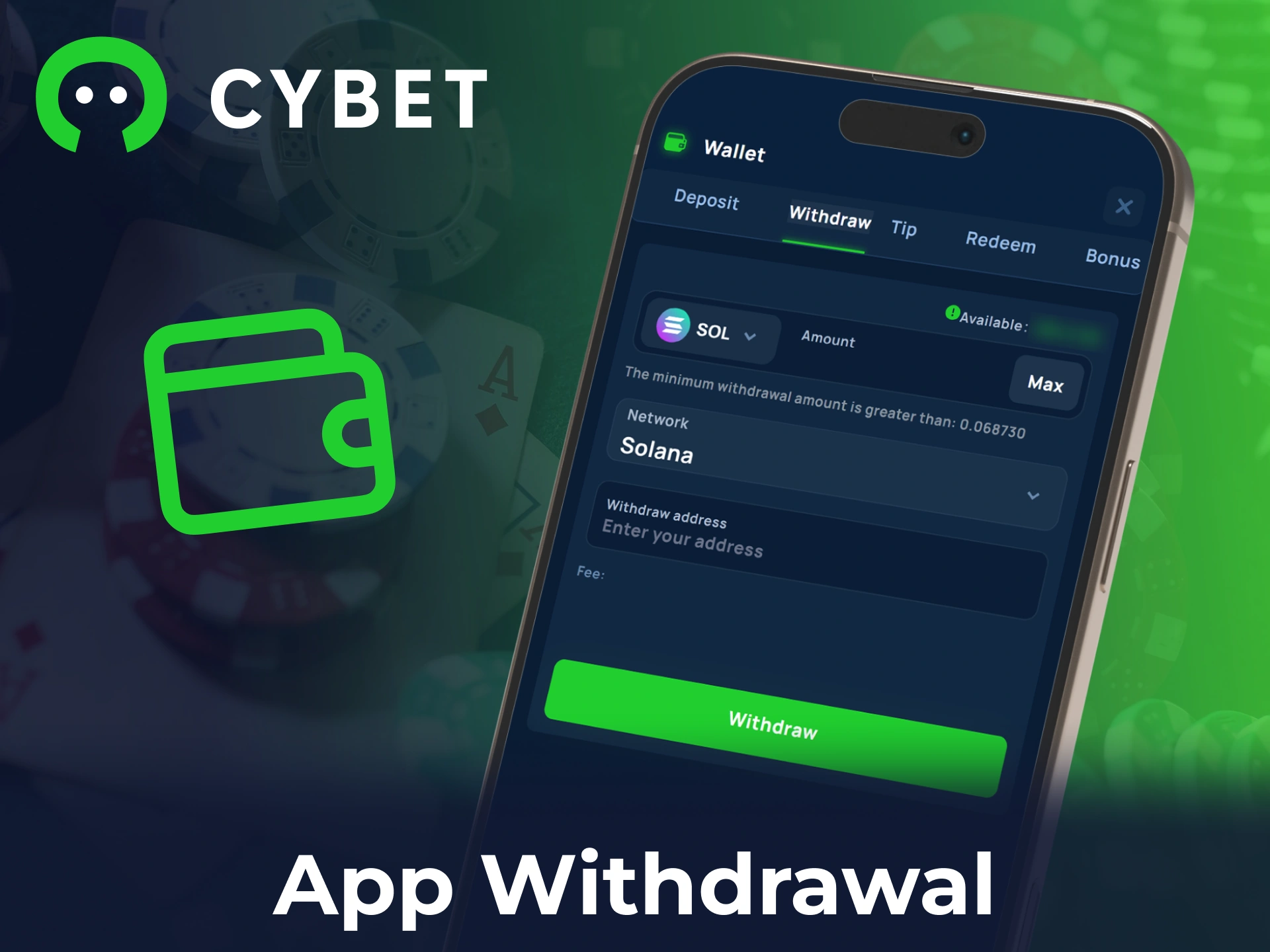 Request a Cybet mobile app withdrawal to receive your winnings directly from your smartphone.