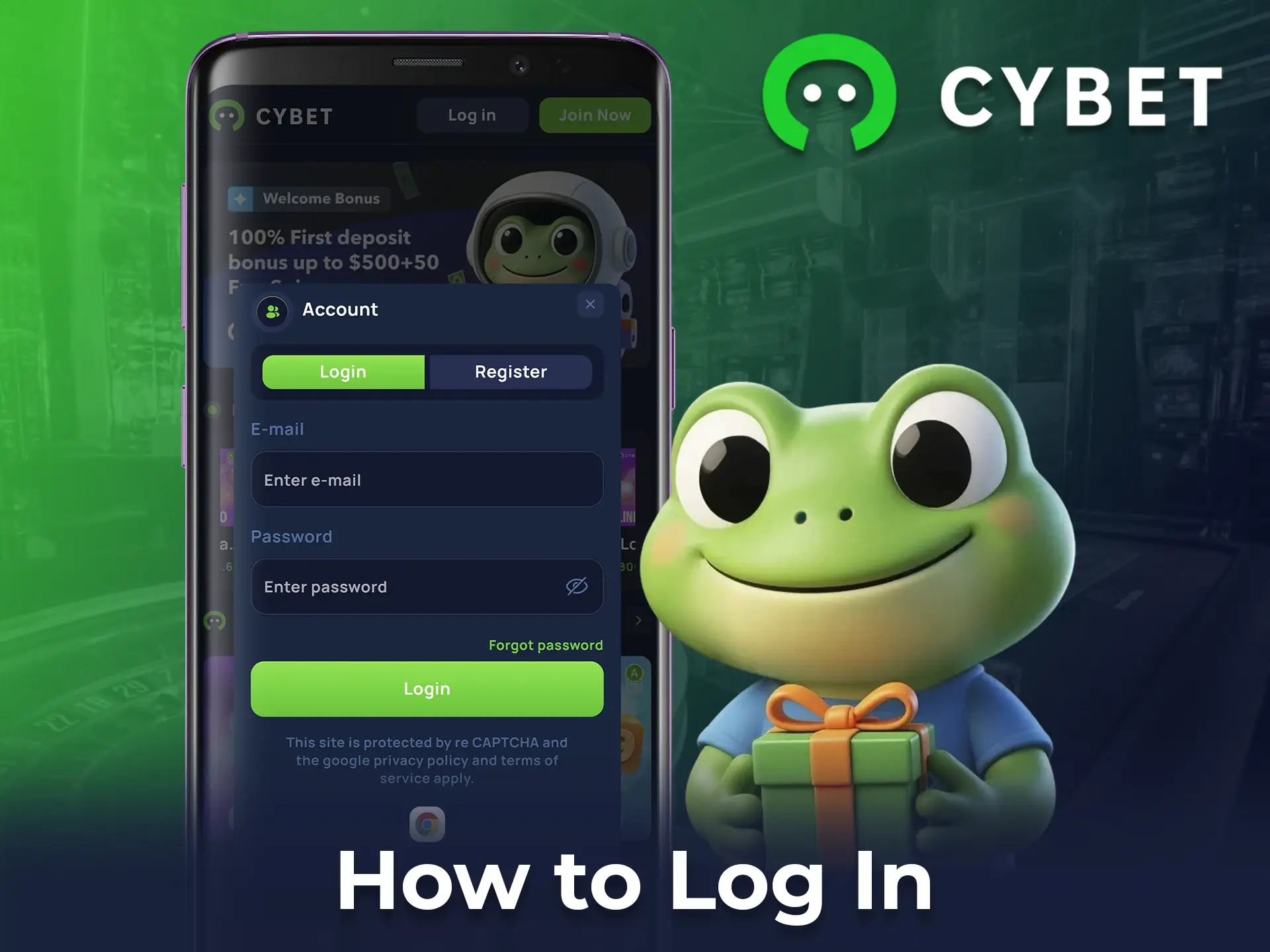 Login screen at Cybet.