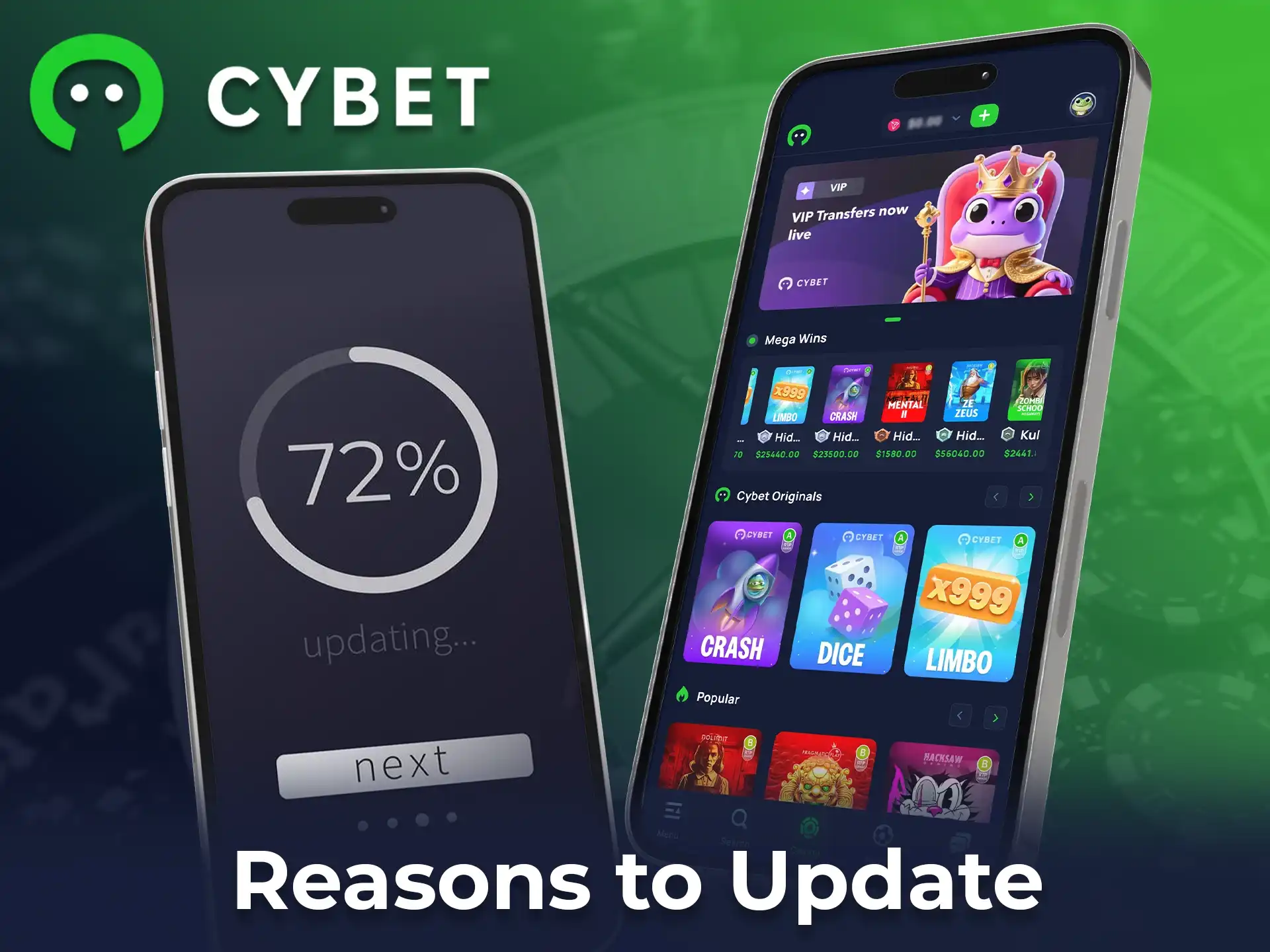 Update the Cybet app.