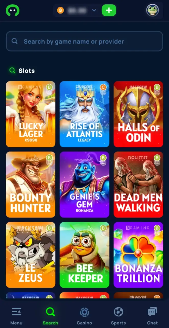 Casino games section at Cybet.