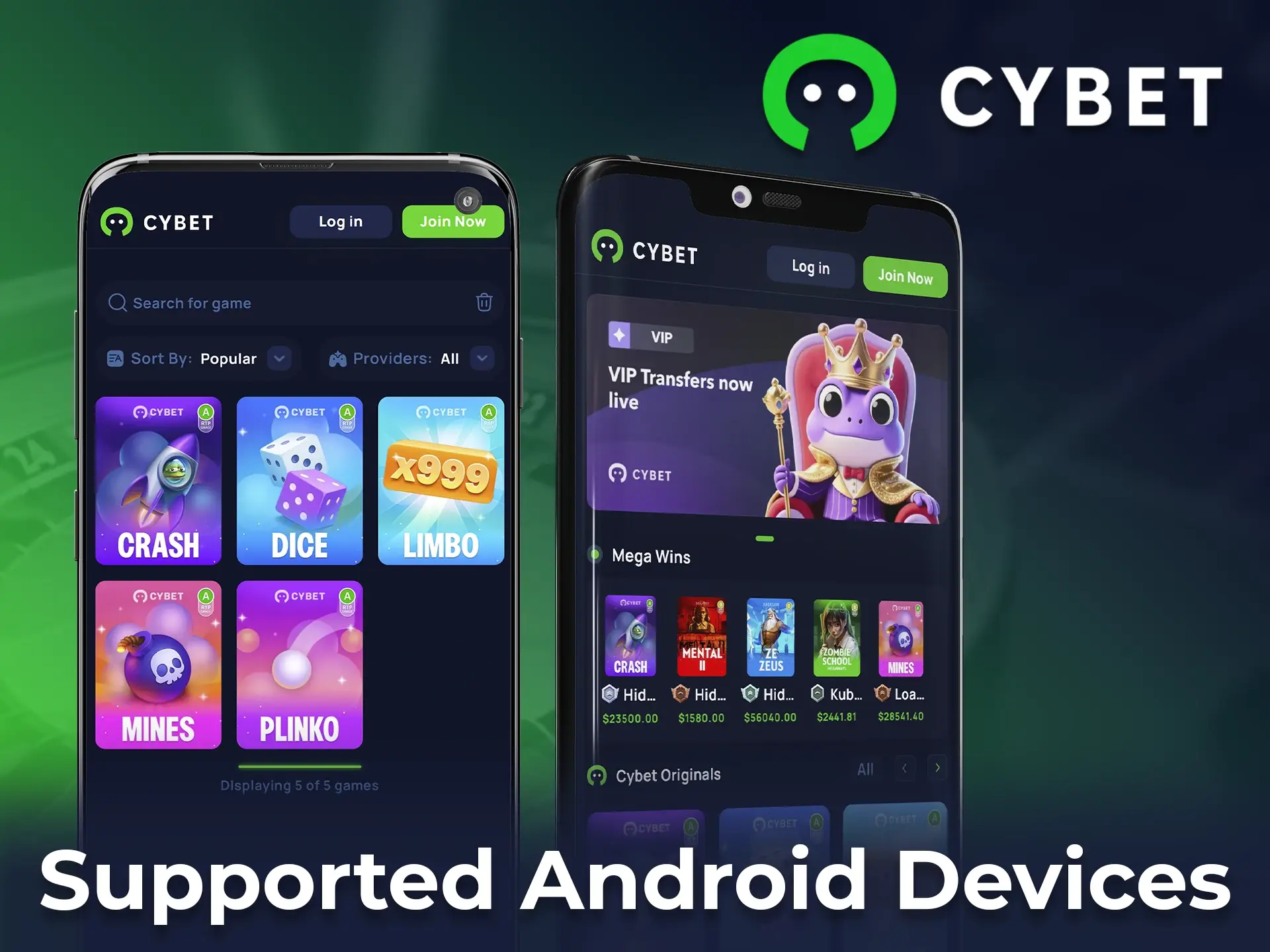 Compatible Android devices.