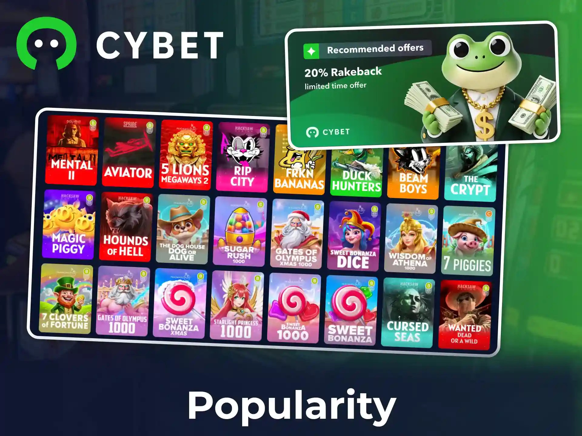 Cybet popular slots.